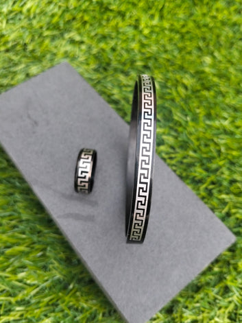 Black Versace Design Bracelet and Ring For Men's